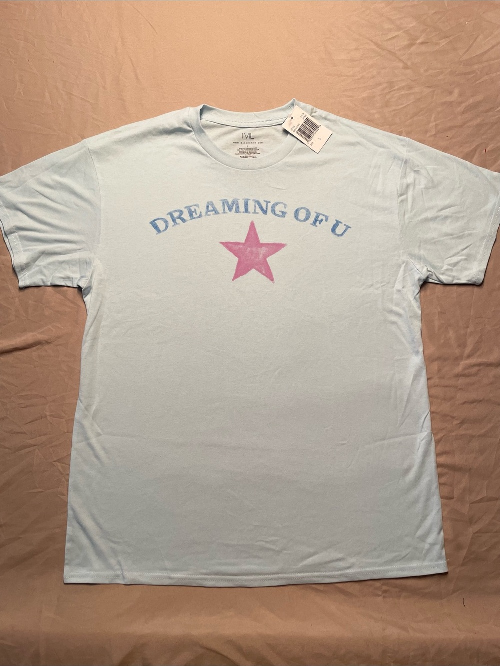 NWT - IML Isaac Morris ‘Dreaming Of U’ Graphic Tee - Light Blue with Pink Star